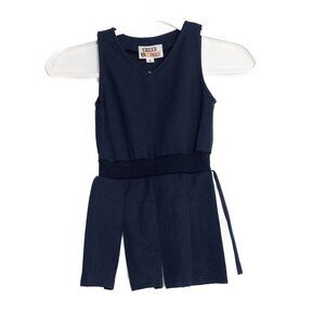 Cheer Kids Size 6 Navy Blue Girls Cheerleading Uniform Dress Sleeveless W/ Pleat